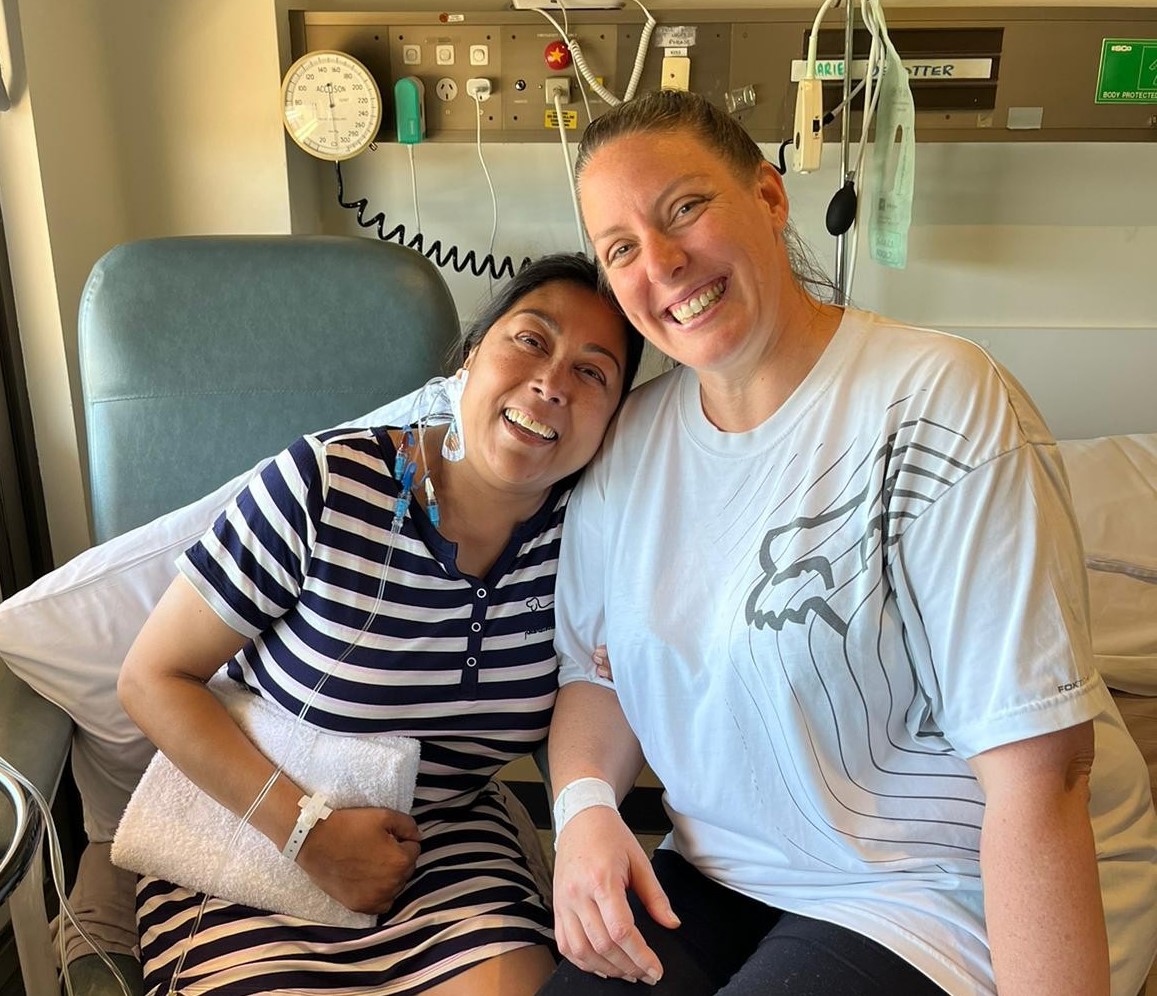 Two people at hospital after having surgery
