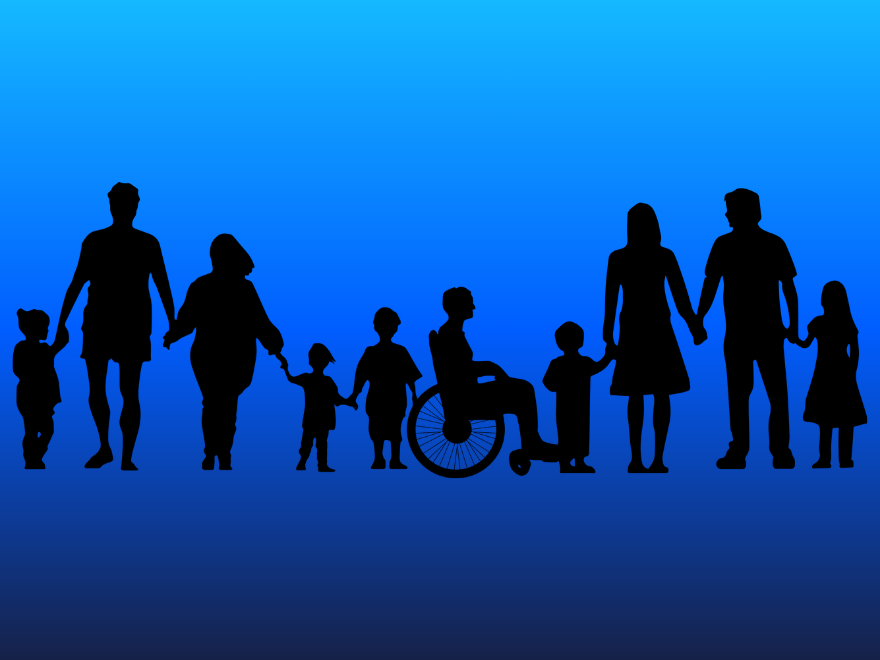 People with disabilities graphic with a blue background 